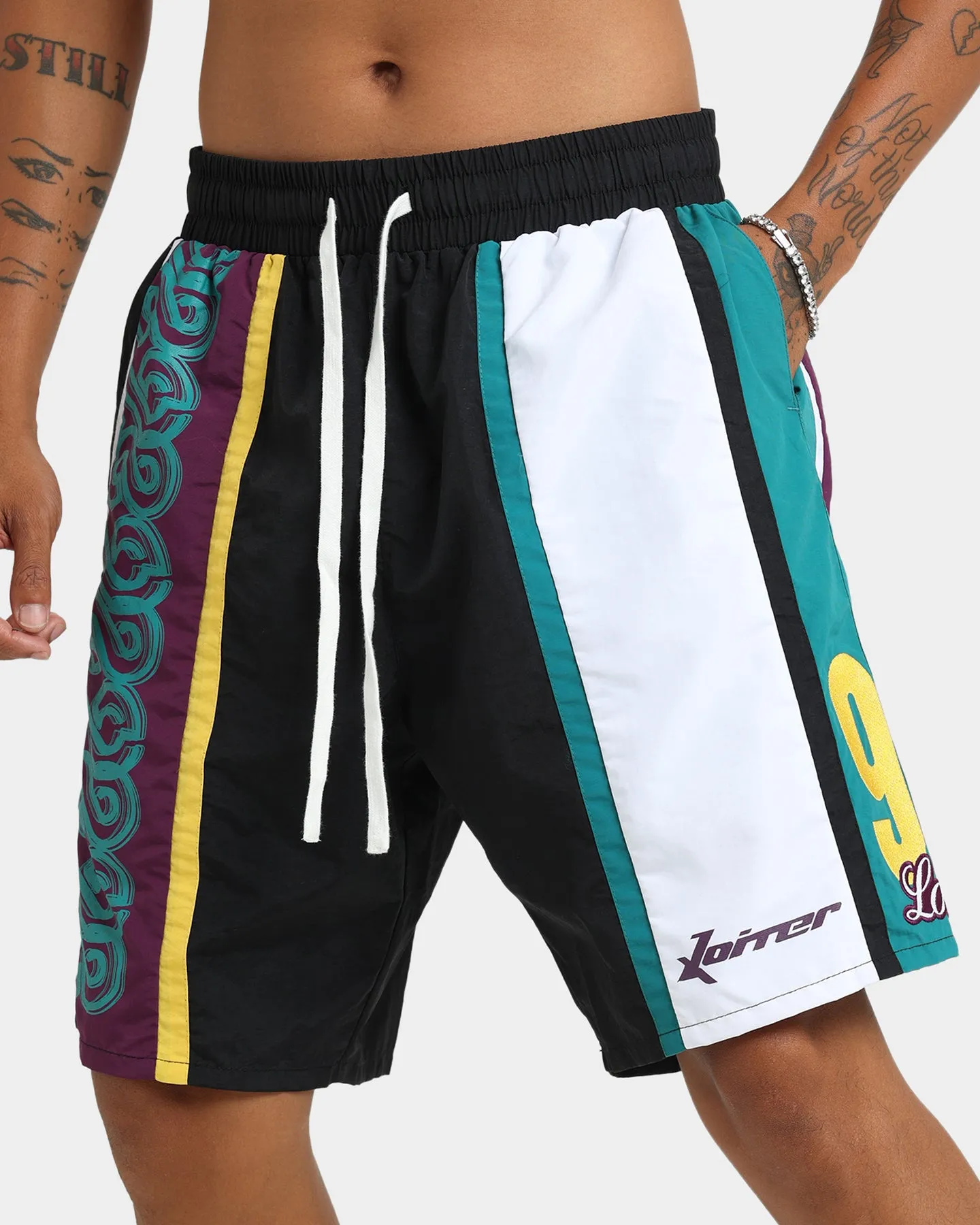 Loiter Daytona Walk Shorts Black/Purple/Teal