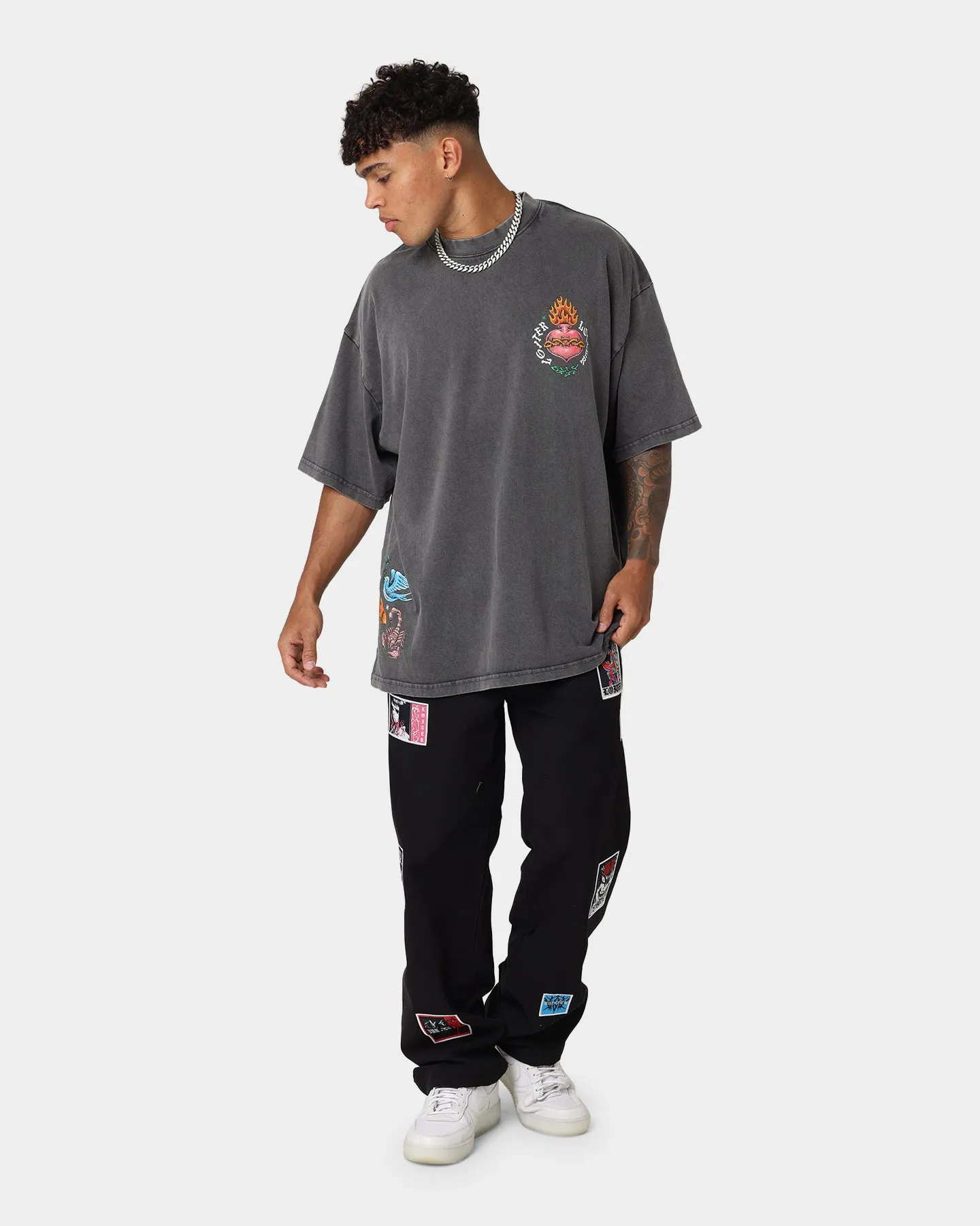 Loiter Hearts Ablaze T-Shirt Charcoal