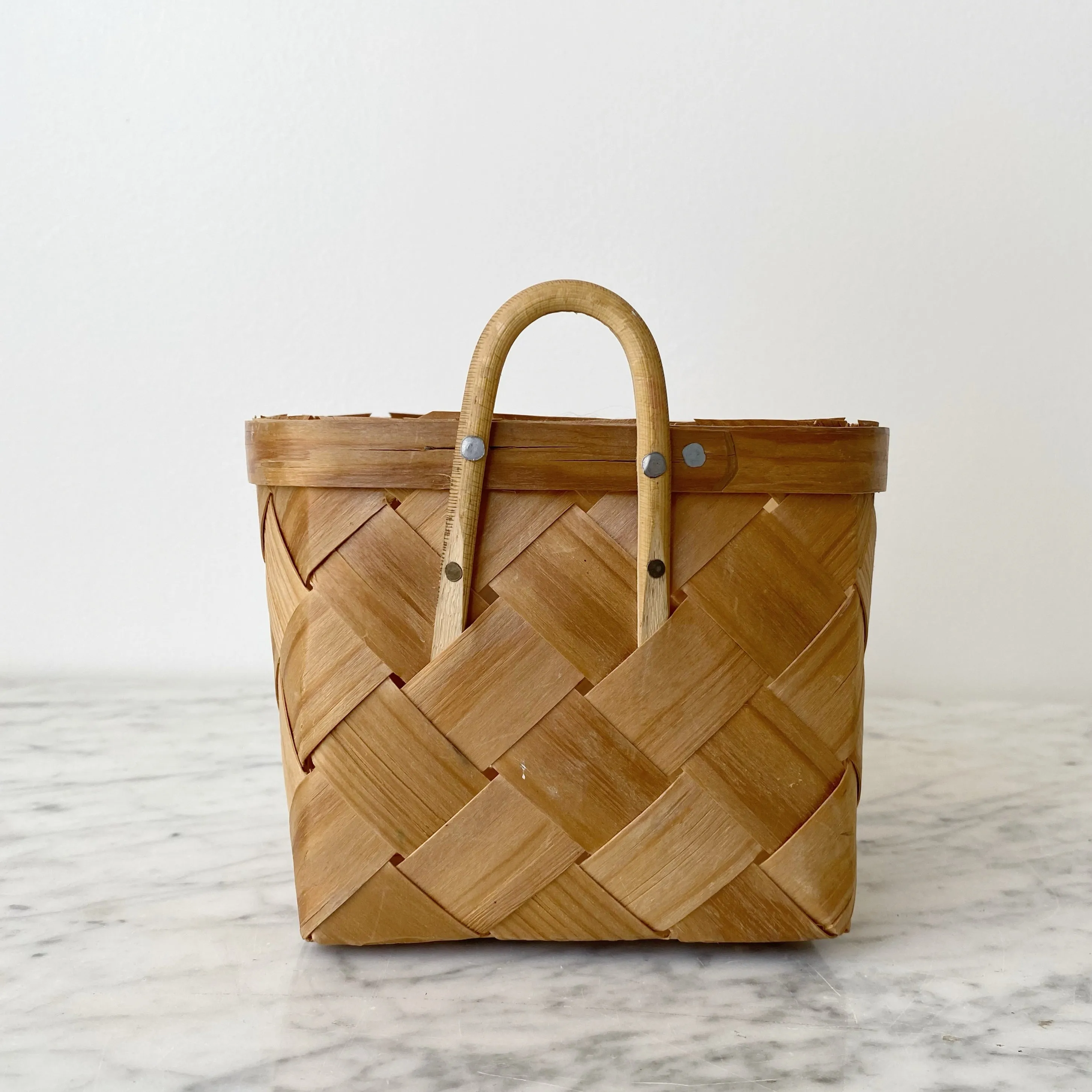 Lovely Woven Wood Wall Basket Organizer