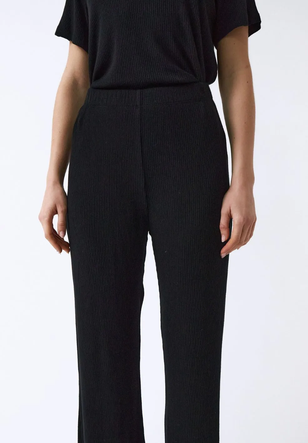 Lula Fine Rib Pant Black