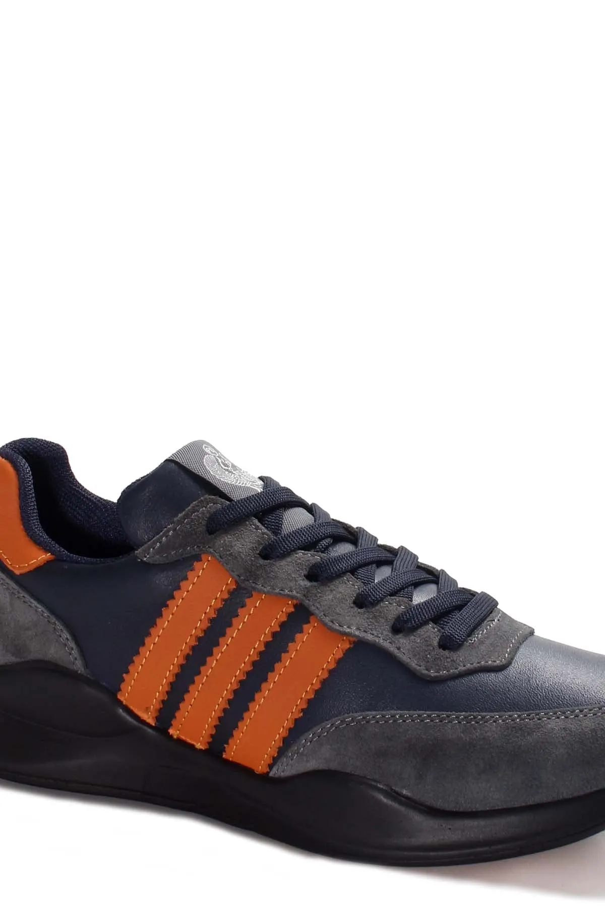 Men's Gray and Orange Stripe Sneakers-Wessi