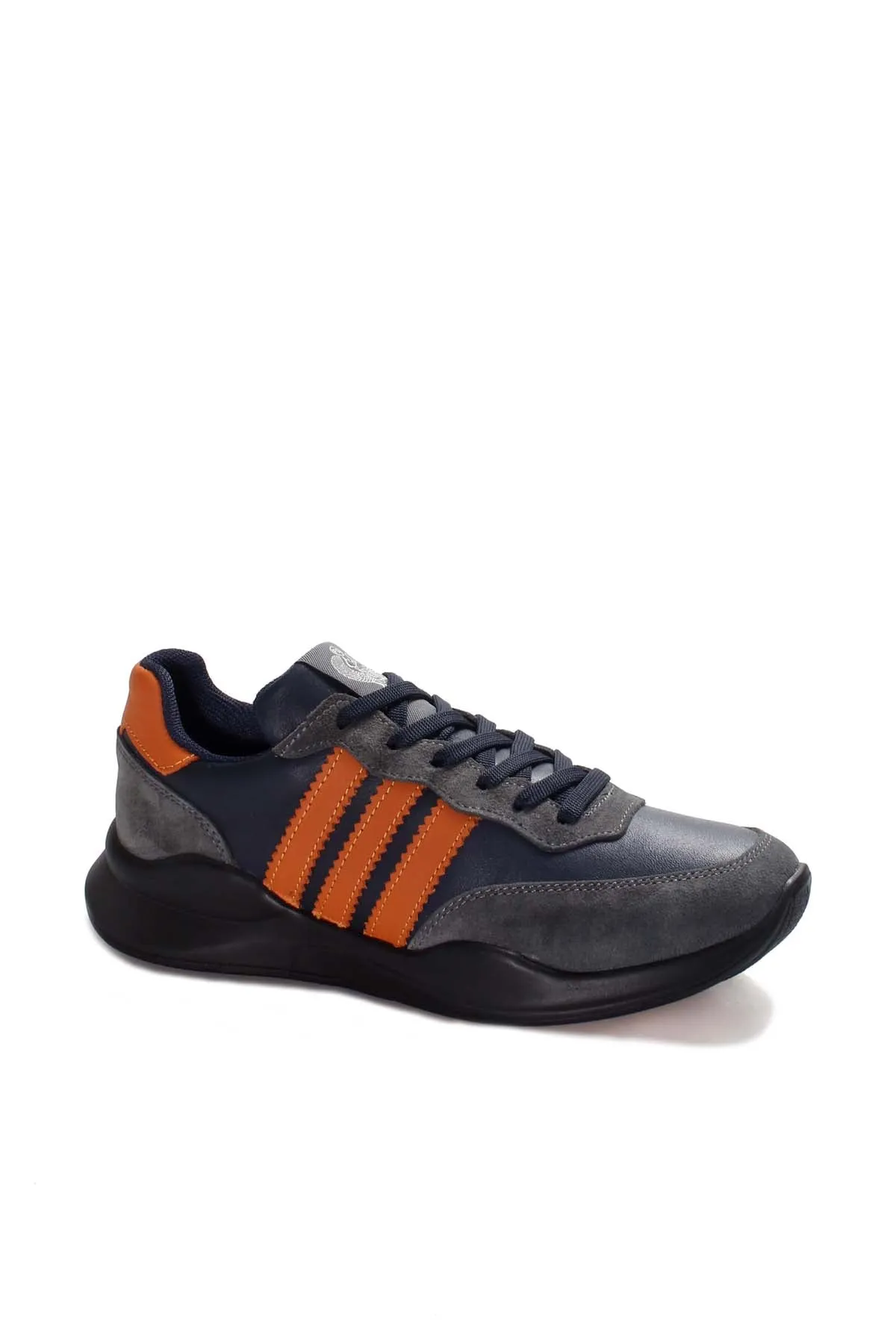 Men's Gray and Orange Stripe Sneakers-Wessi