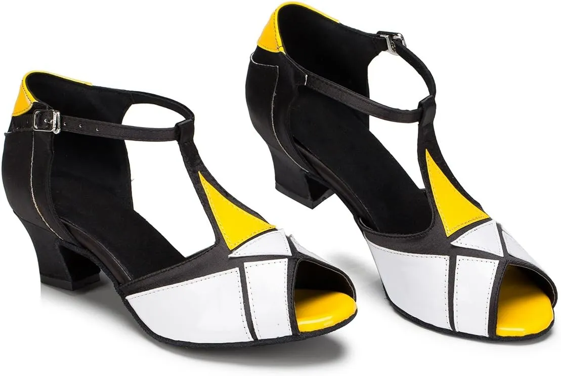 Minishion L199 Women's T-Strap Synthetic Latin Salsa Ballroom Dance Shoes