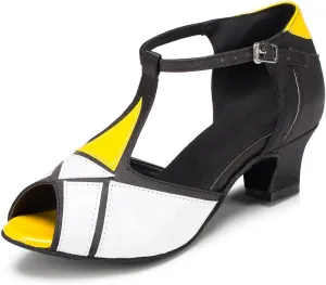 Minishion L199 Women's T-Strap Synthetic Latin Salsa Ballroom Dance Shoes