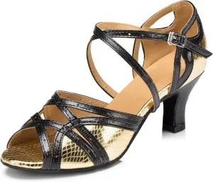 Minishion L200 Women's Cout-Out Synthetic Latin Salsa Ballroom Dance Shoes