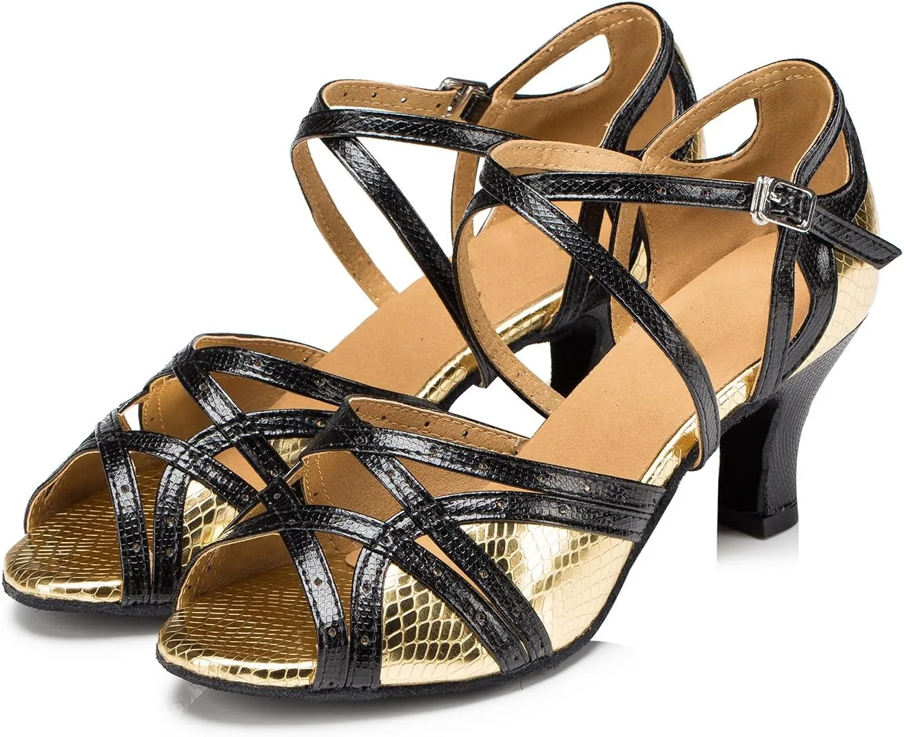 Minishion L200 Women's Cout-Out Synthetic Latin Salsa Ballroom Dance Shoes