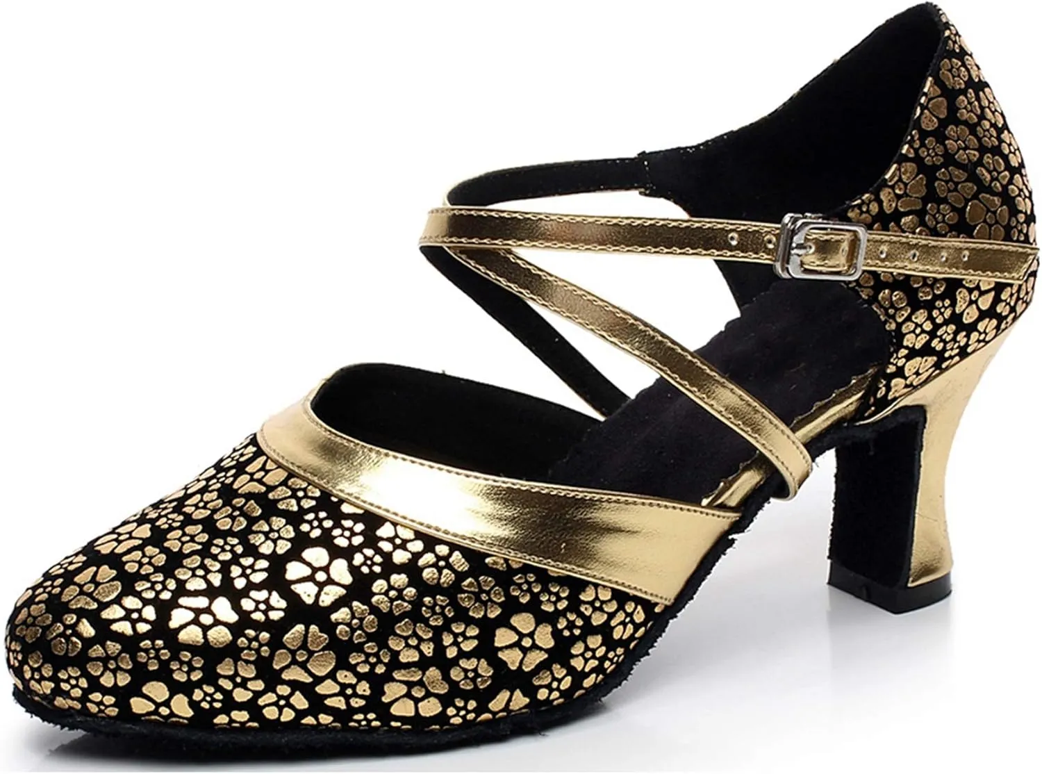 Minishion QJ7044 Women's Floral Synthetic Latin Salsa Tango Dance Shoes