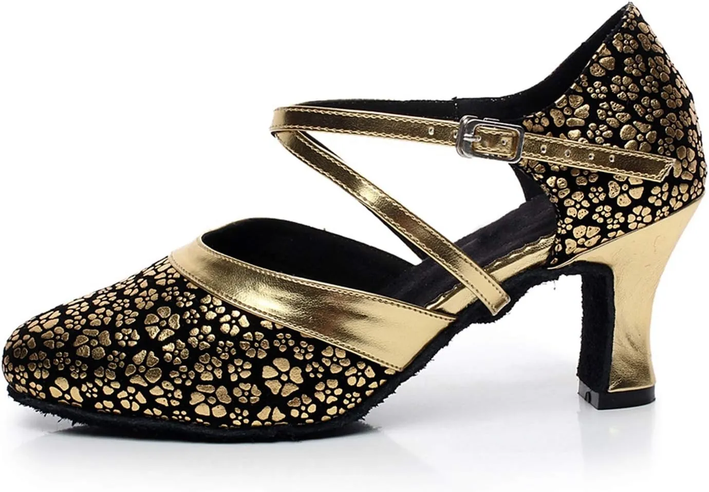 Minishion QJ7044 Women's Floral Synthetic Latin Salsa Tango Dance Shoes