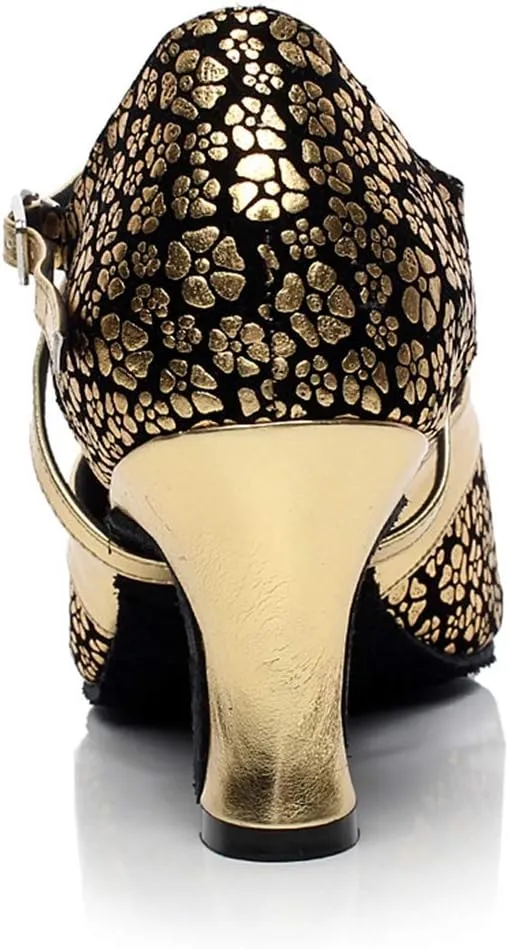 Minishion QJ7044 Women's Floral Synthetic Latin Salsa Tango Dance Shoes
