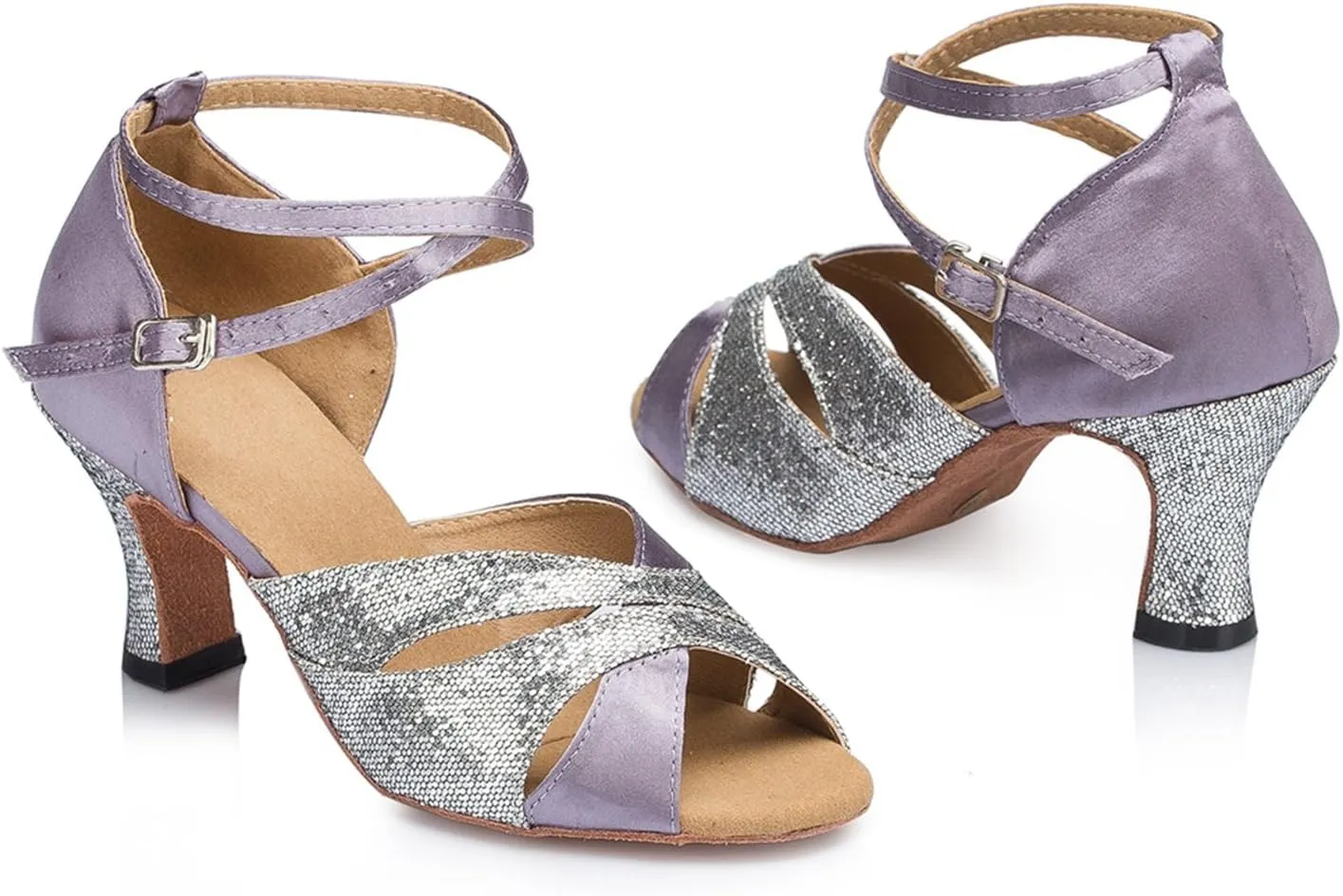 Minishion Women's TH120 High Heel Satin Wedding Ballroom Latin Taogo Dance Sandals