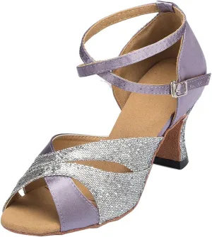 Minishion Women's TH120 High Heel Satin Wedding Ballroom Latin Taogo Dance Sandals