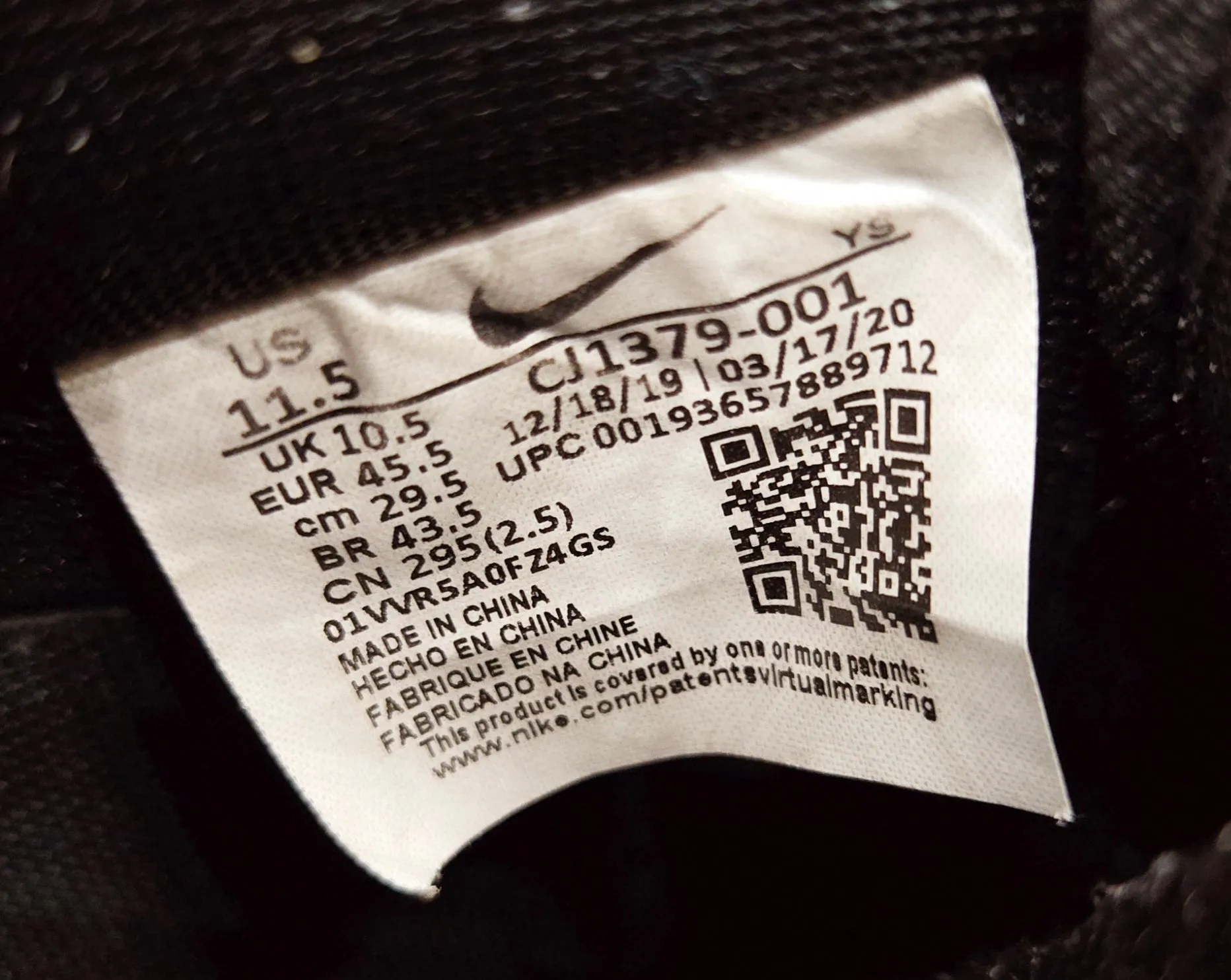 NIKE Air Force 1 Low-Top '07 LV8 "Double Air" B/W Sneaker (M/11.5) #CJ1379