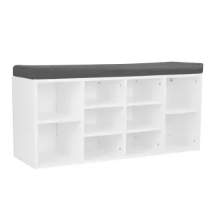 NNEDPE Shoe Rack Cabinet Organiser Grey Cushion - 104 x 30 x 45 - White