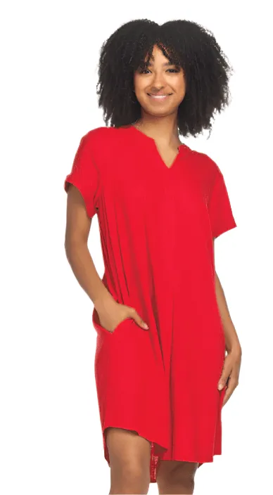 Papillon Short Sleeve Linen Blend Dress With Pockets - 18525