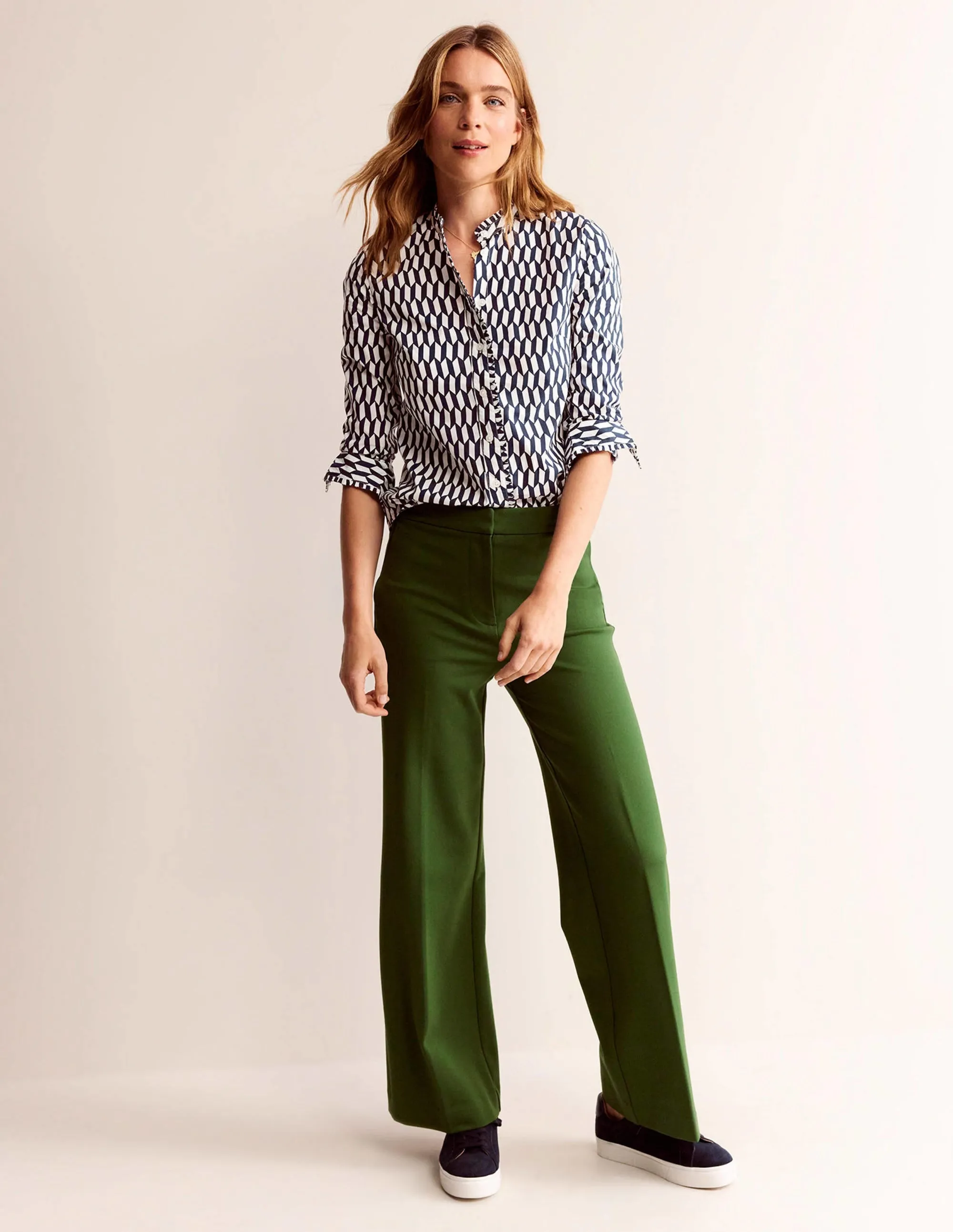 Phoebe Cotton Shirt-Ivory, Block Tile