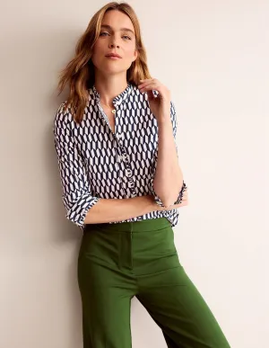 Phoebe Cotton Shirt-Ivory, Block Tile