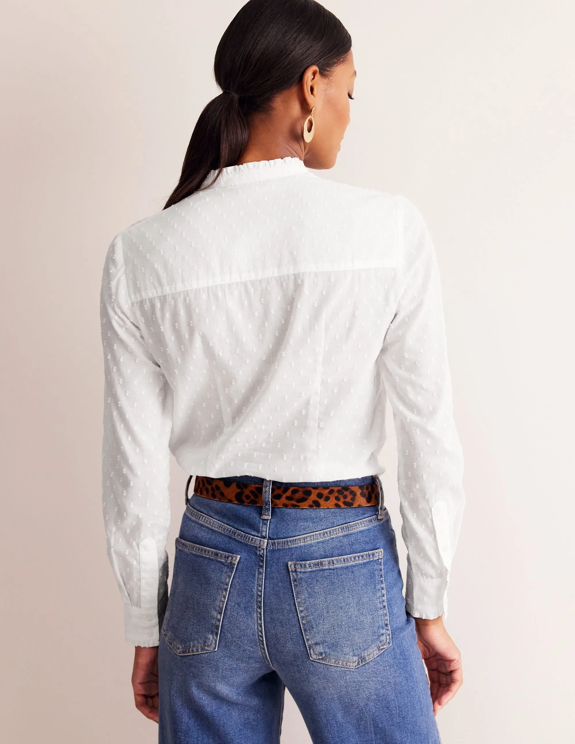 Phoebe Cotton Shirt-White Dobby