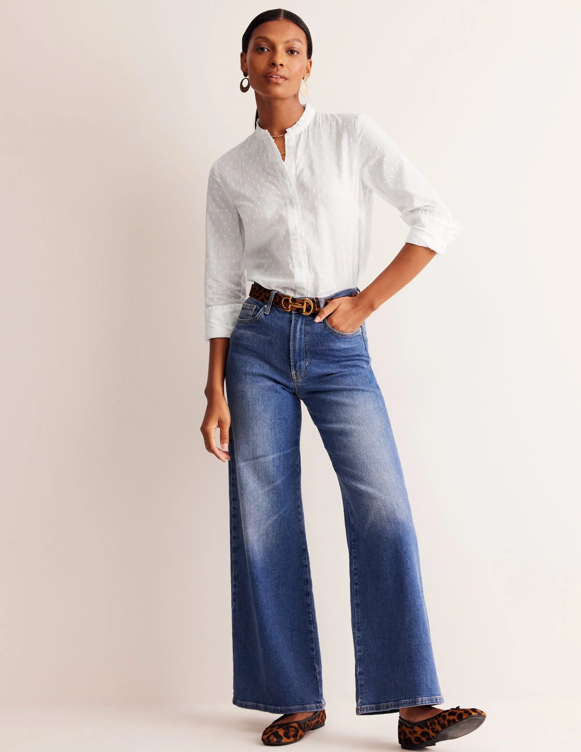 Phoebe Cotton Shirt-White Dobby