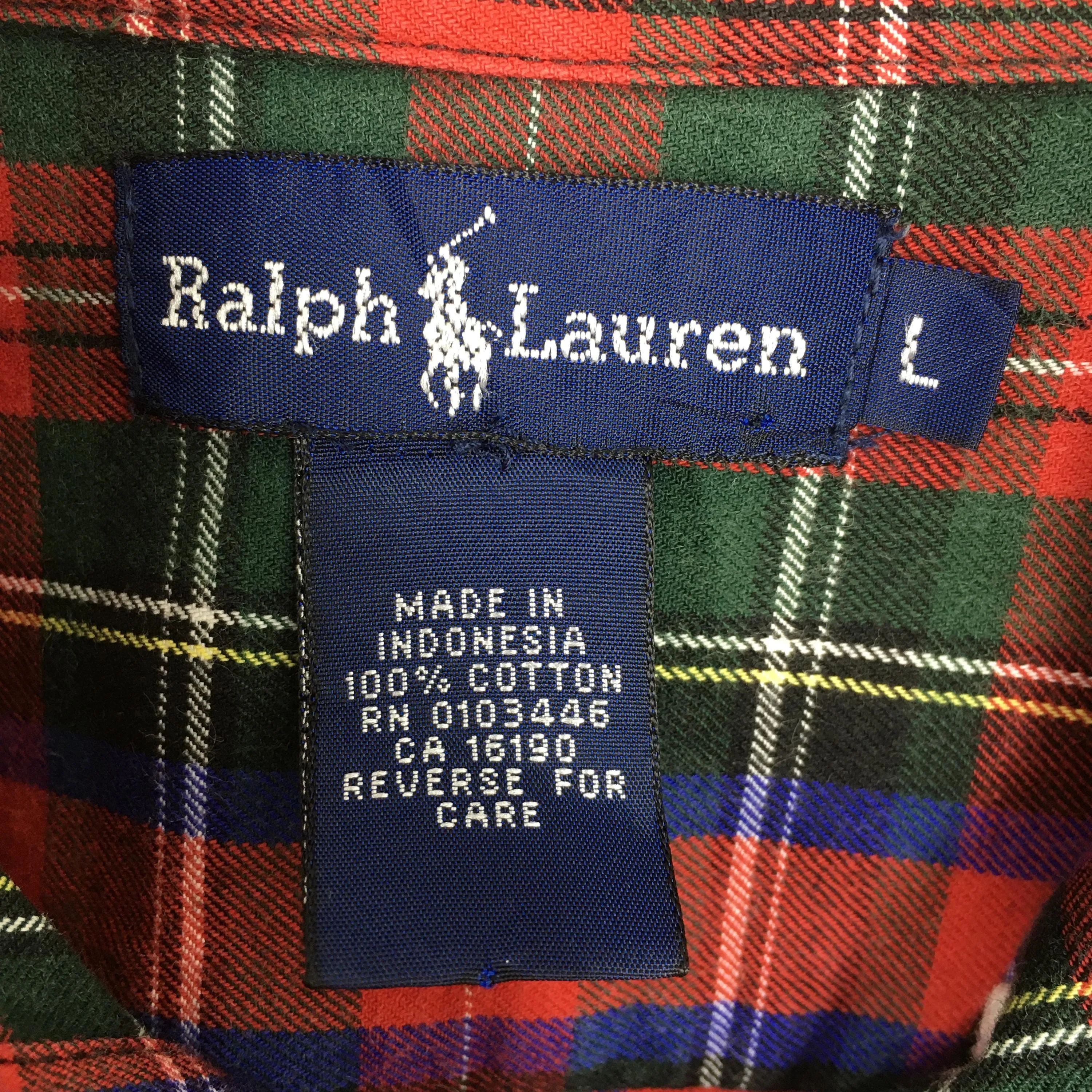 Polo Ralph Lauren Checkered Flannel Red Shirt Large