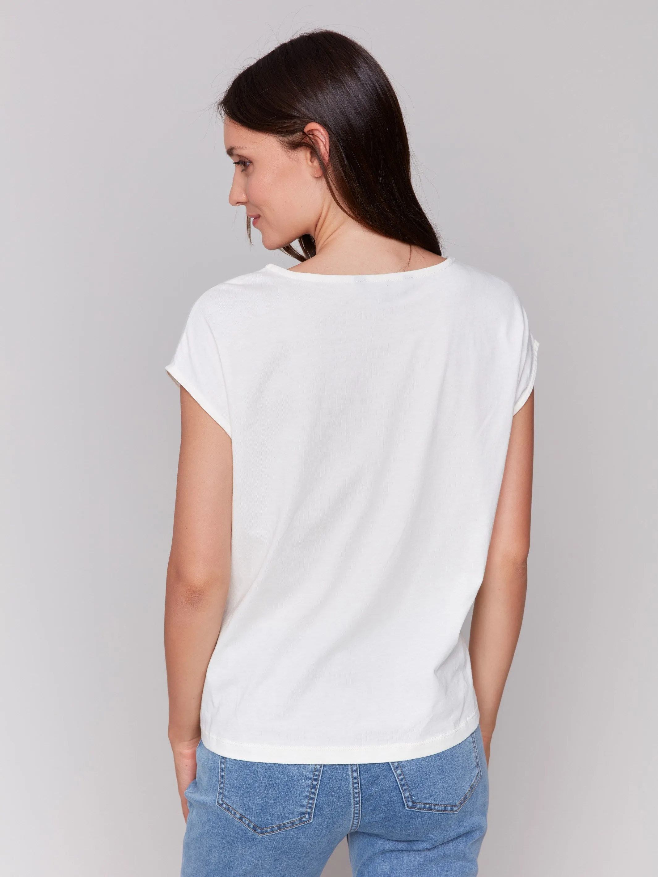 Printed Cotton Front Knot Top - Romantic