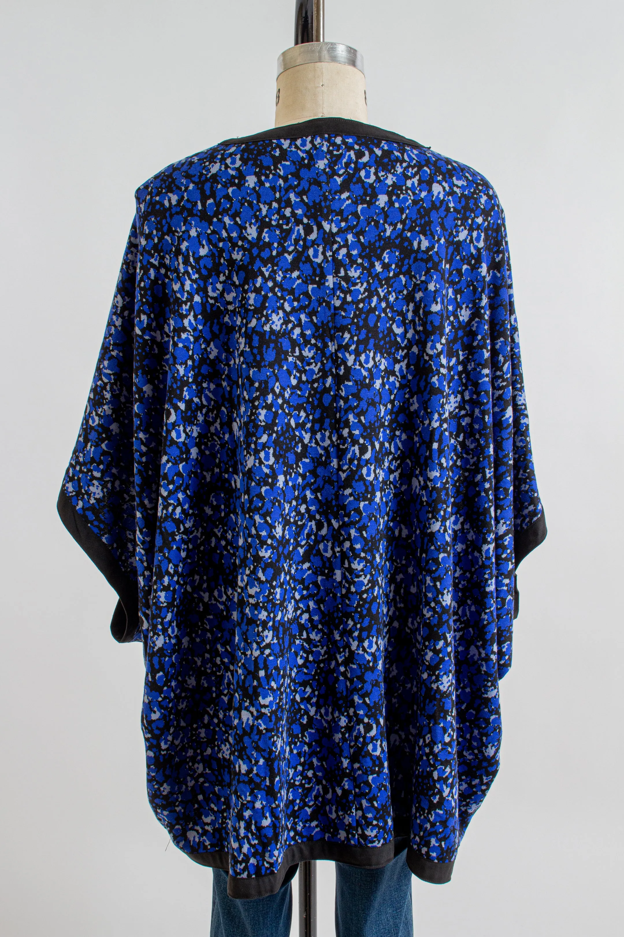 "Fergie" Blue Floral Jacquard Poncho