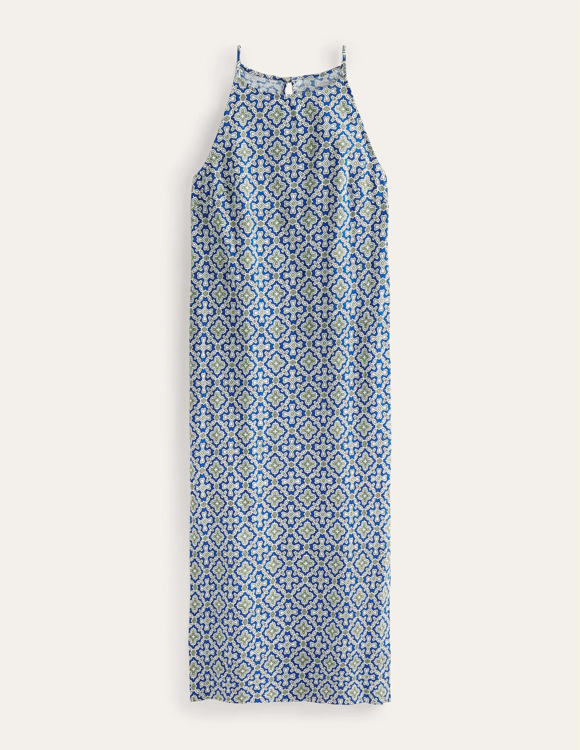 Racer Neck Jersey Midi Dress-Blue Heron, Flora Tile