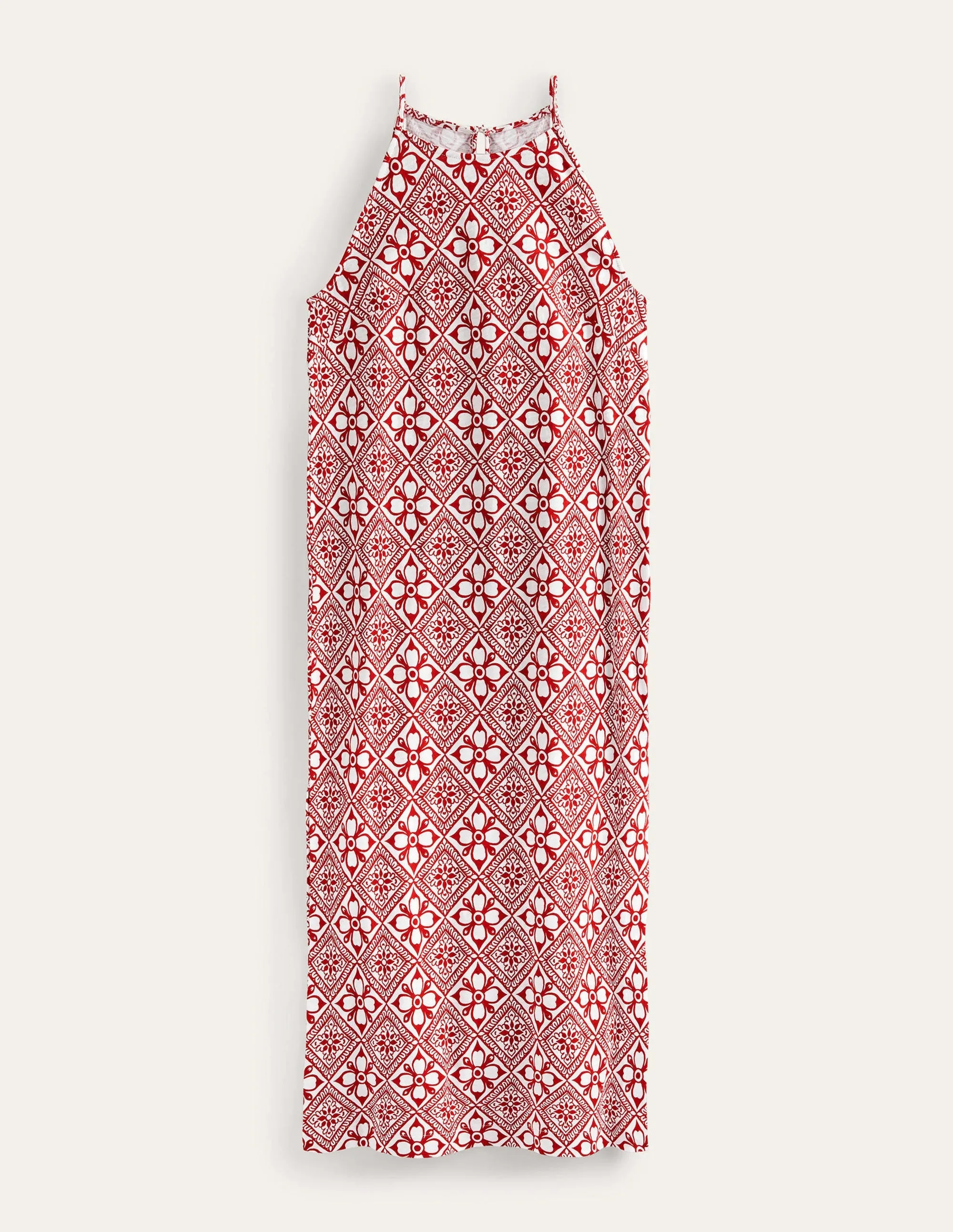 Racer Neck Jersey Midi Dress-Poinsettia, Block Pome