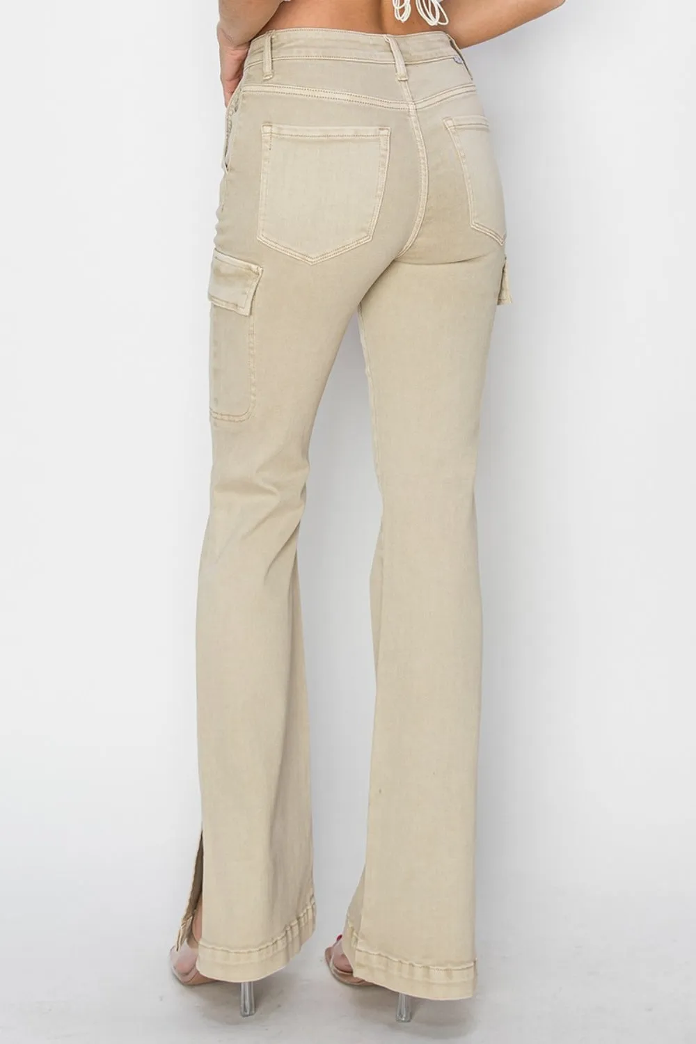 RISEN Denim Side Slit Cargo Bootcut Jeans
