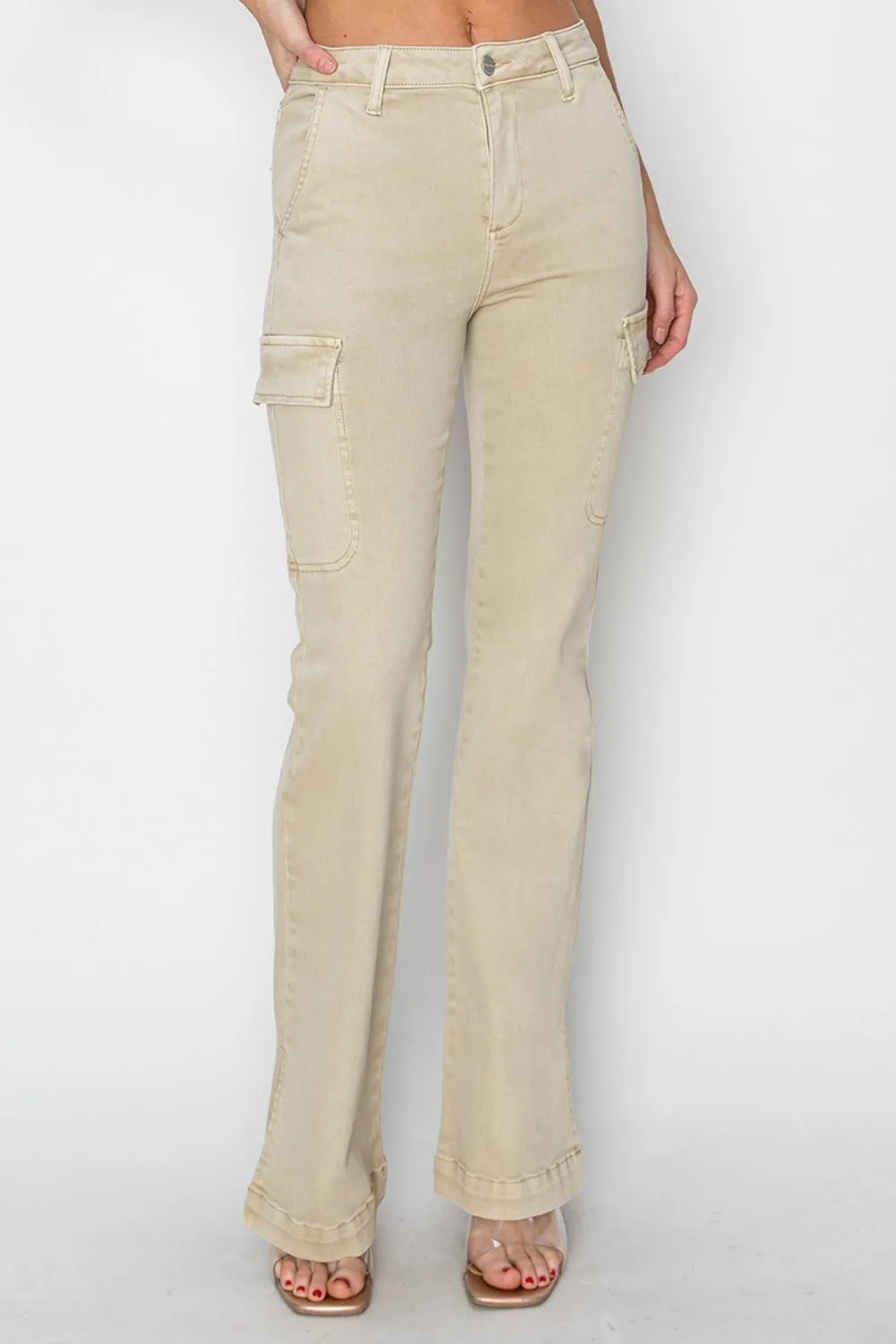 RISEN Denim Side Slit Cargo Bootcut Jeans