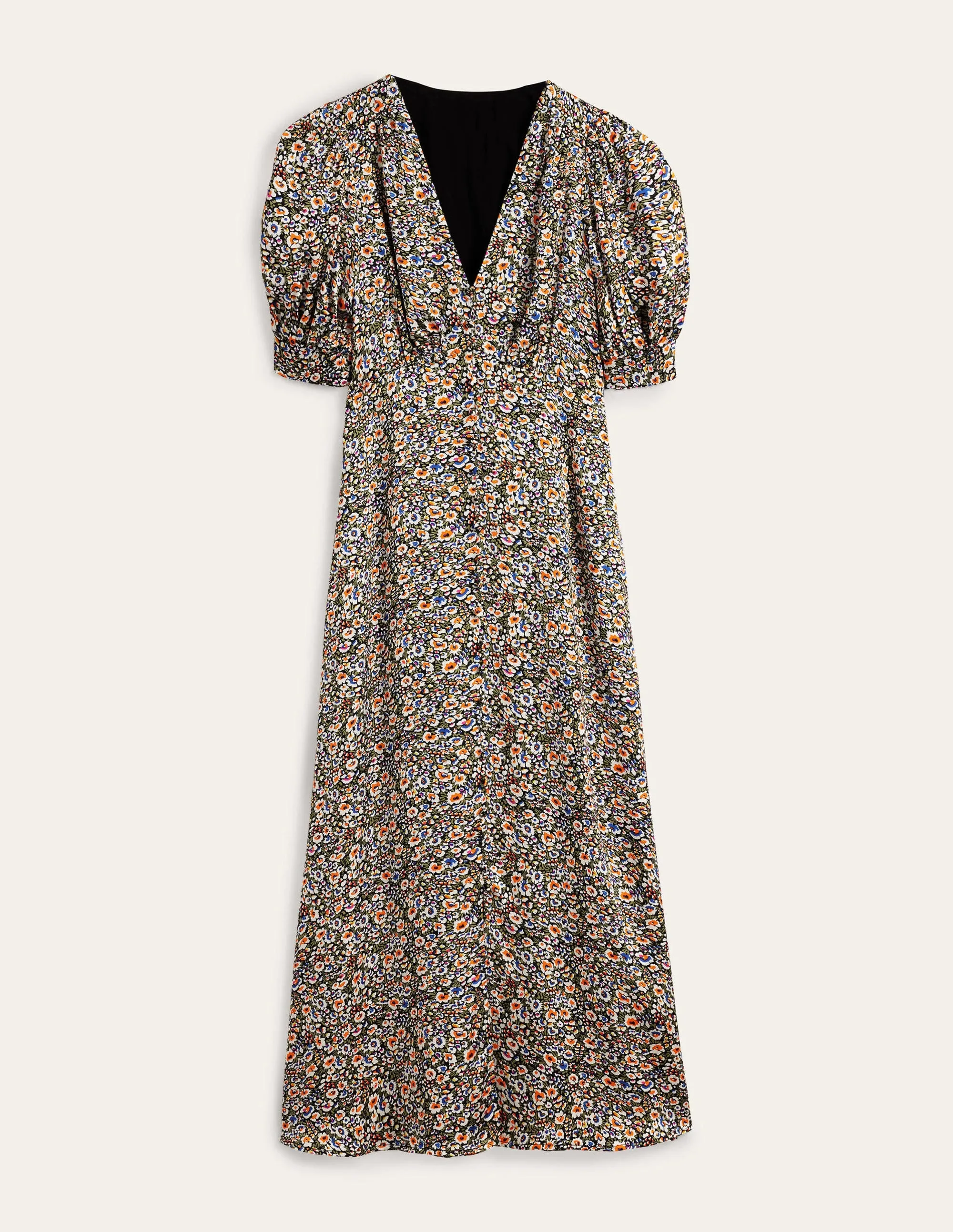 Satin Midi Tea Dress-Multi, Eden Bloom