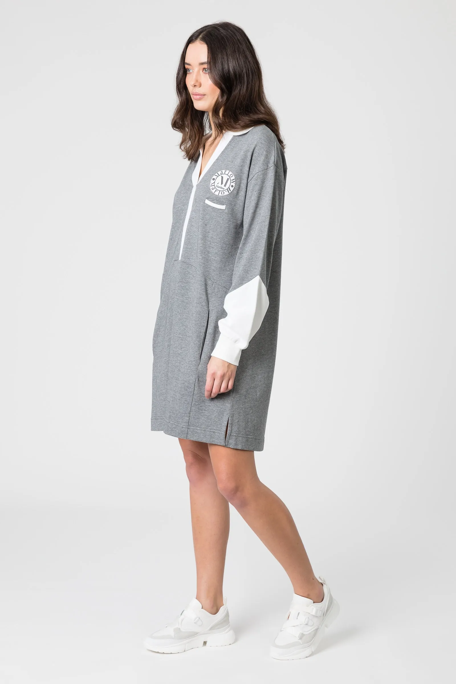 Series Rugby Dress - Grey/White