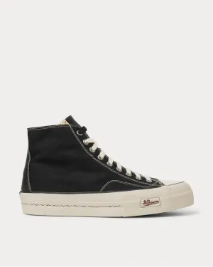 Skagway Leather-Trimmed Canvas High-Top  Black high top sneakers