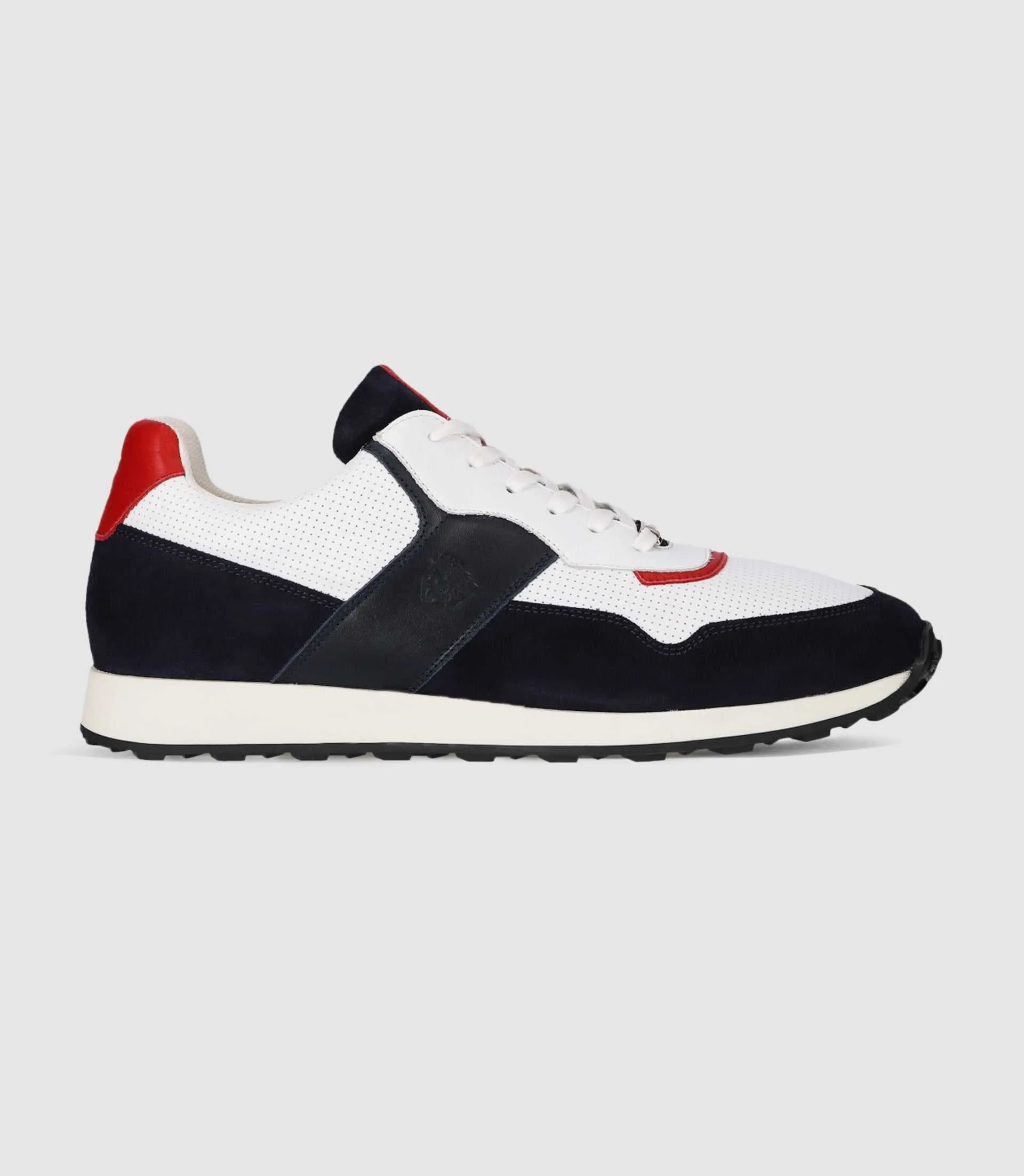 Sneakers en cuir marine blanche et rouge ENZO