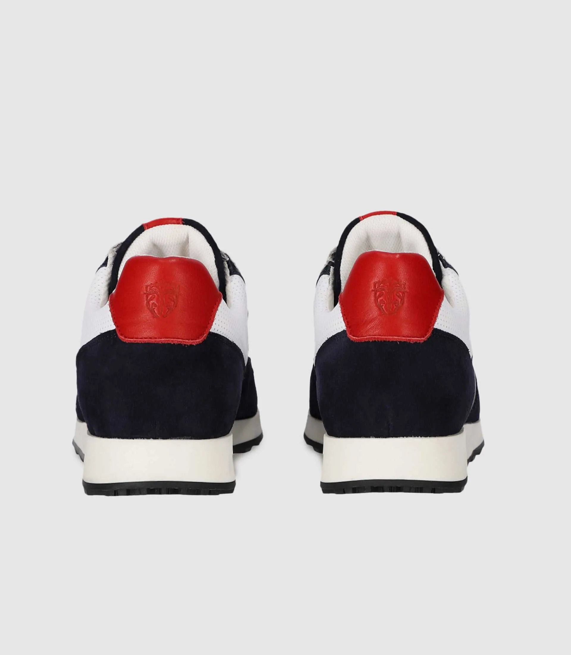 Sneakers en cuir marine blanche et rouge ENZO