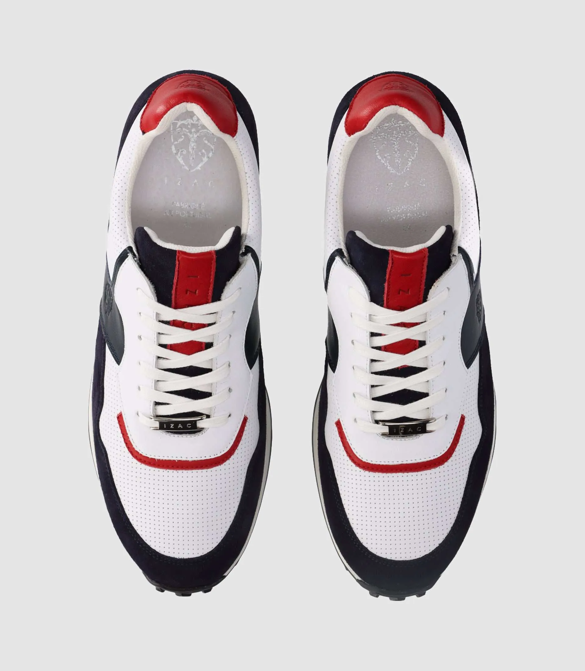Sneakers en cuir marine blanche et rouge ENZO