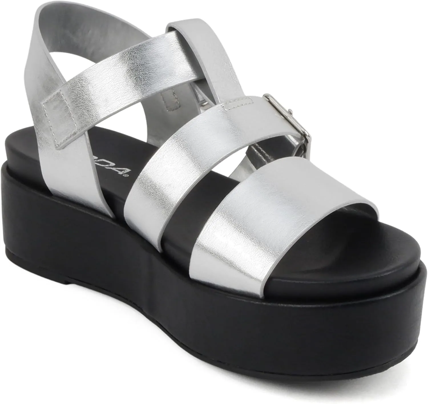 Soda STELLAR ~ Women Flatform Multi Strap Double Buckle Open Toe Ankle Strap Platform Wedge Sandals
