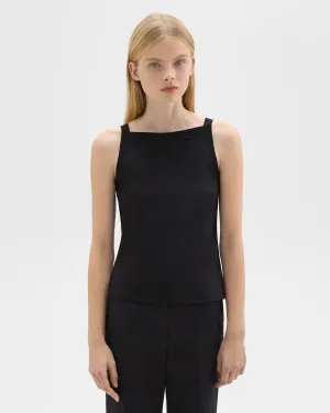 Theory Square Neck Tank in Interlock Knit - Black