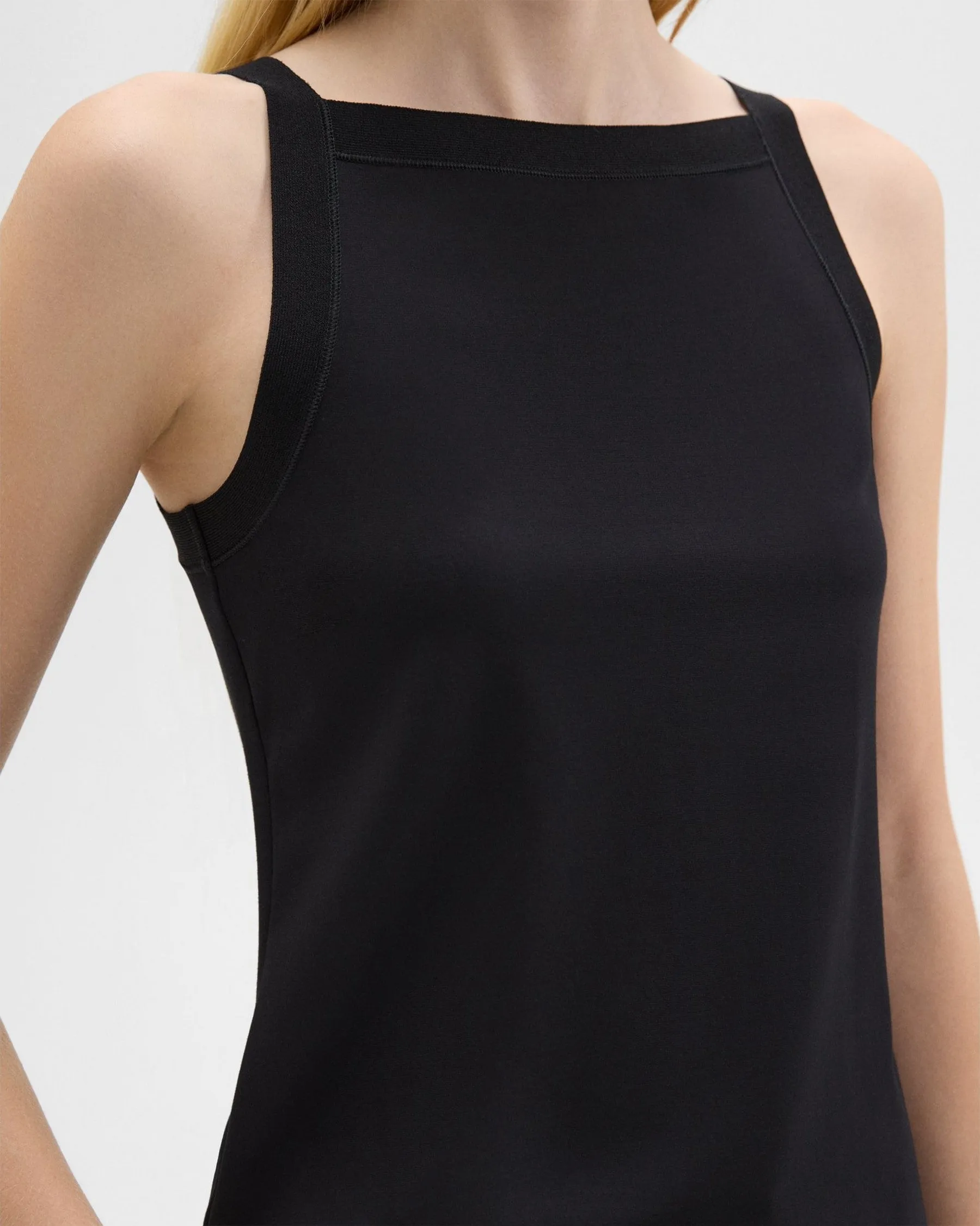 Theory Square Neck Tank in Interlock Knit - Black