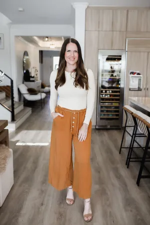 Umgee Full Size Rope Drawstring Wide Leg Pants Plus Size