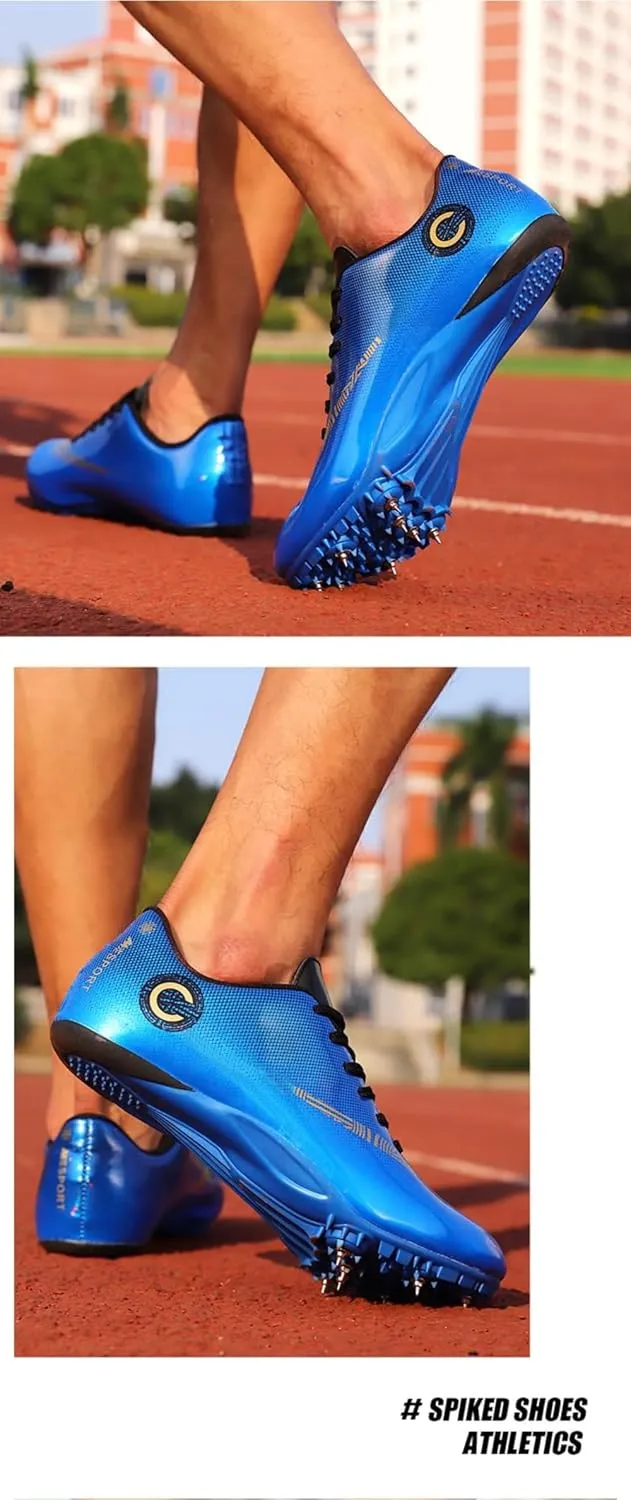 Unisex Track and Field Shoes with 8 Nails Spikes, Training Competition Athletics Sprint Spikes Shoes, Long Jumping Athletics Shoes for Men, Women, Boys and Girls
