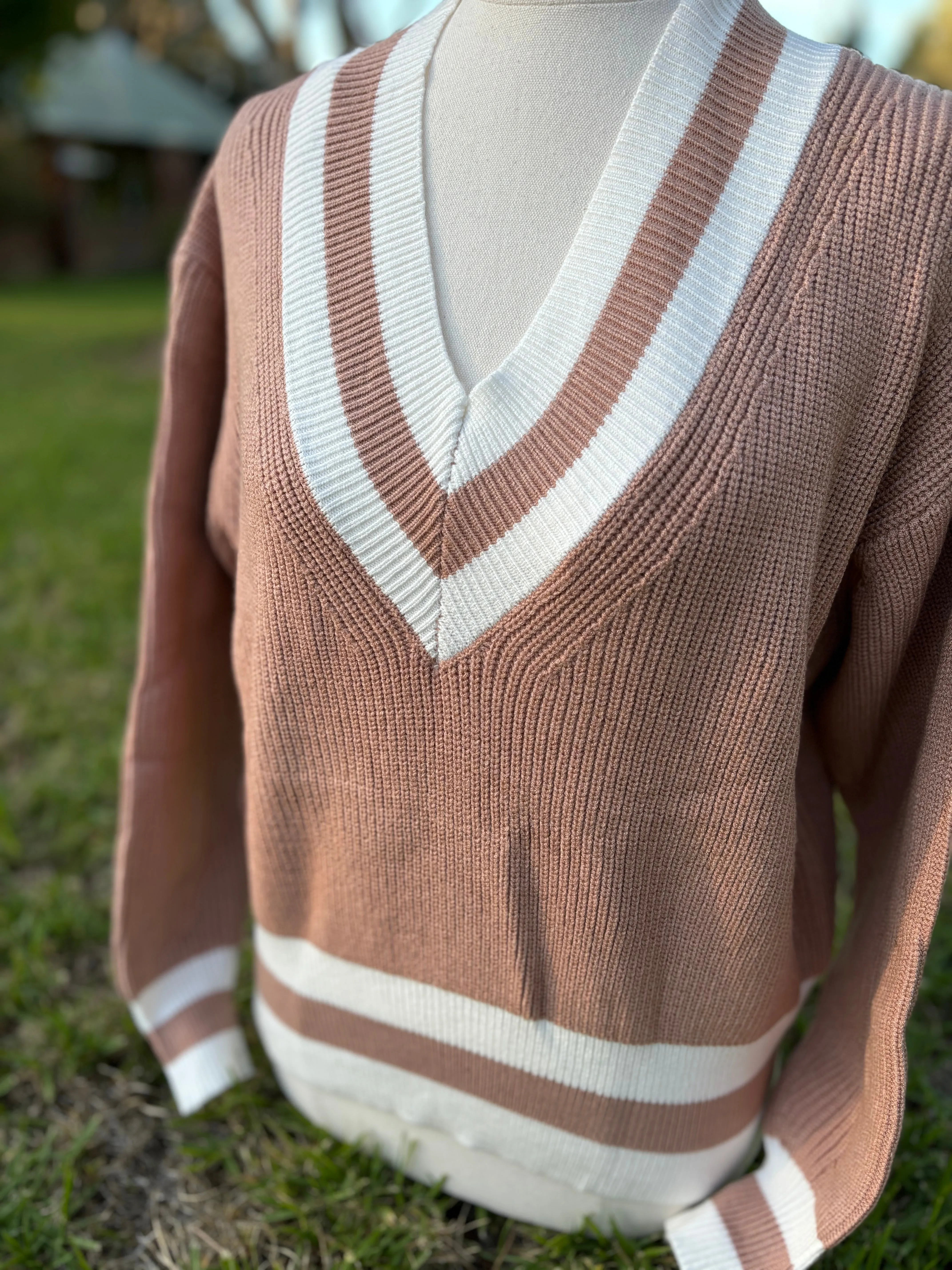 V Neck Knit - Bone