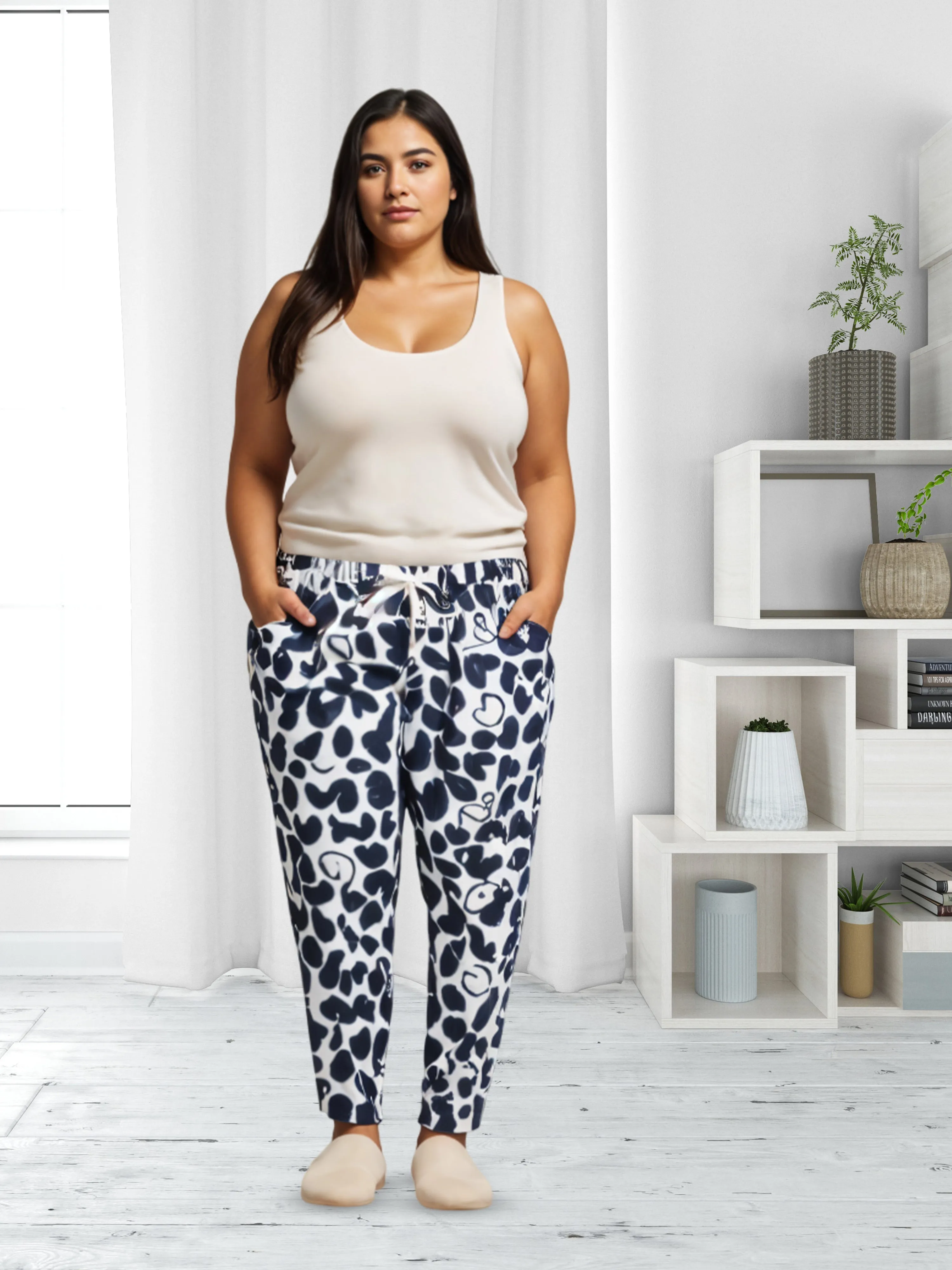 White and Blue Printed Palazzo Pants for Women with Effortless Style