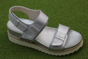 Women's Elba Velcro Sandal - Plata Metal Leather