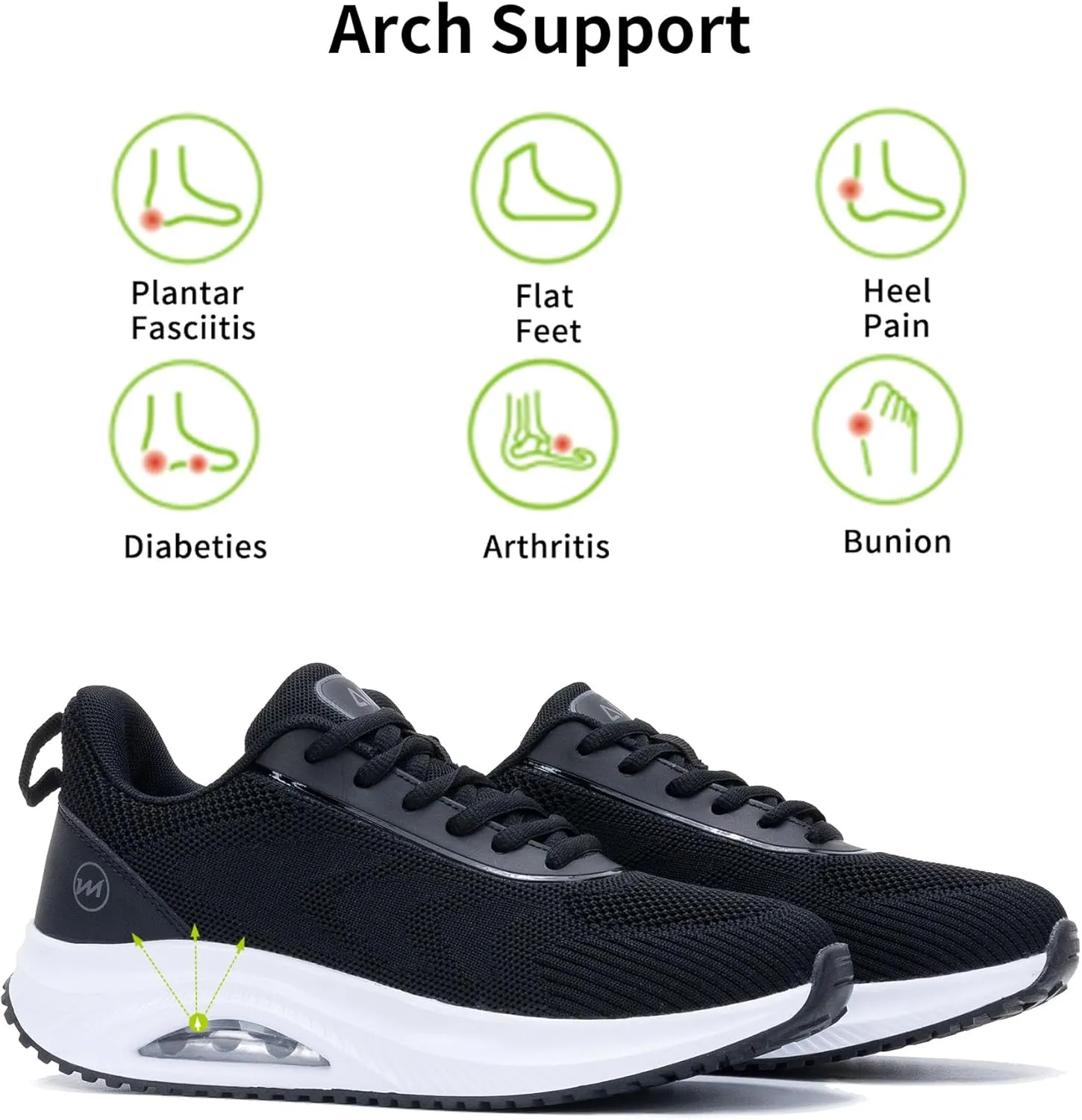 Womens Walking Shoes Arch Support Orthotic Fashion Sneakers Air Tennis Shoes for Plantar Fasciitis Pain Relief Pain Relief US 5.5-11