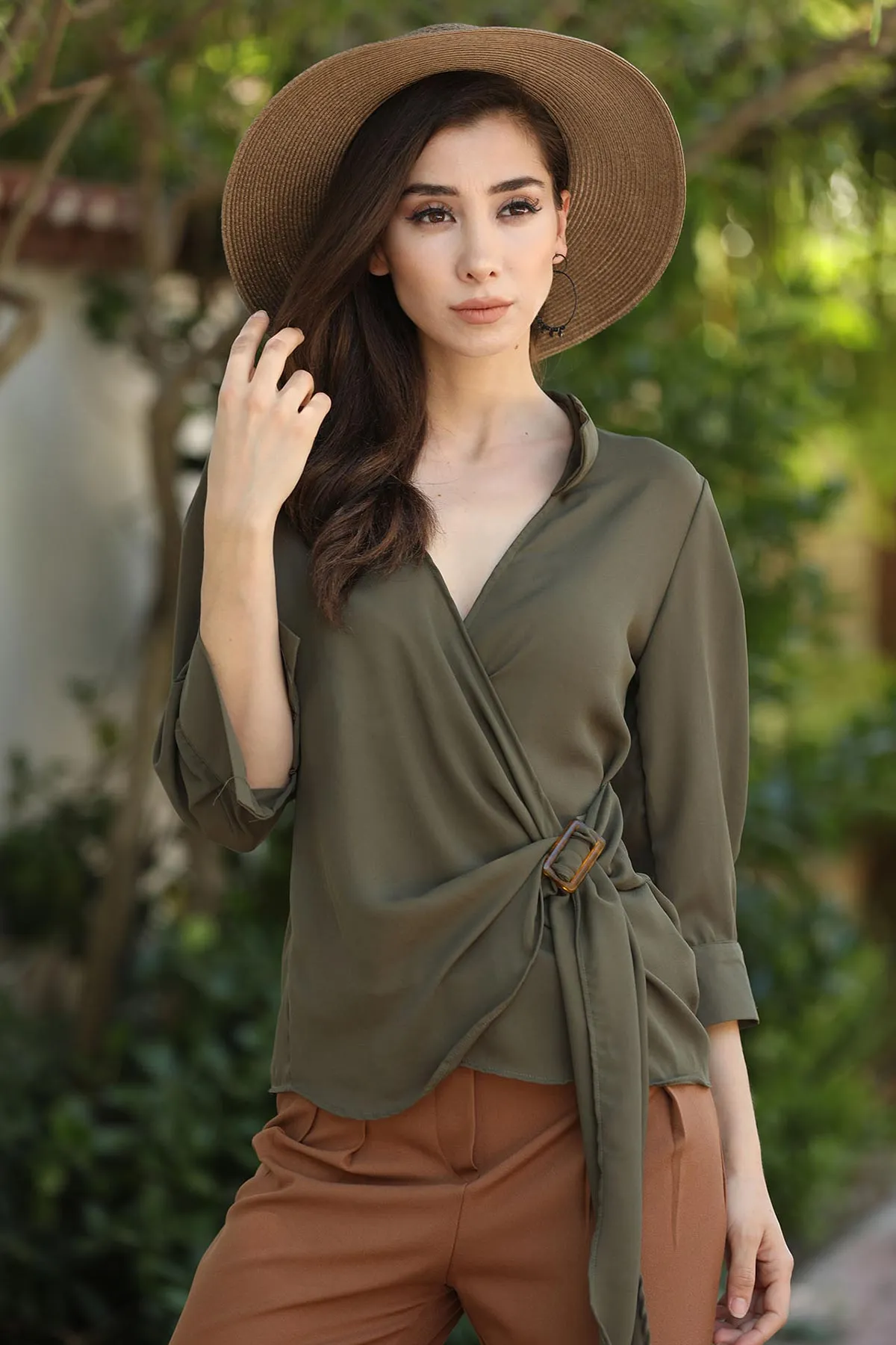 Women's Wrap Khaki Shirt