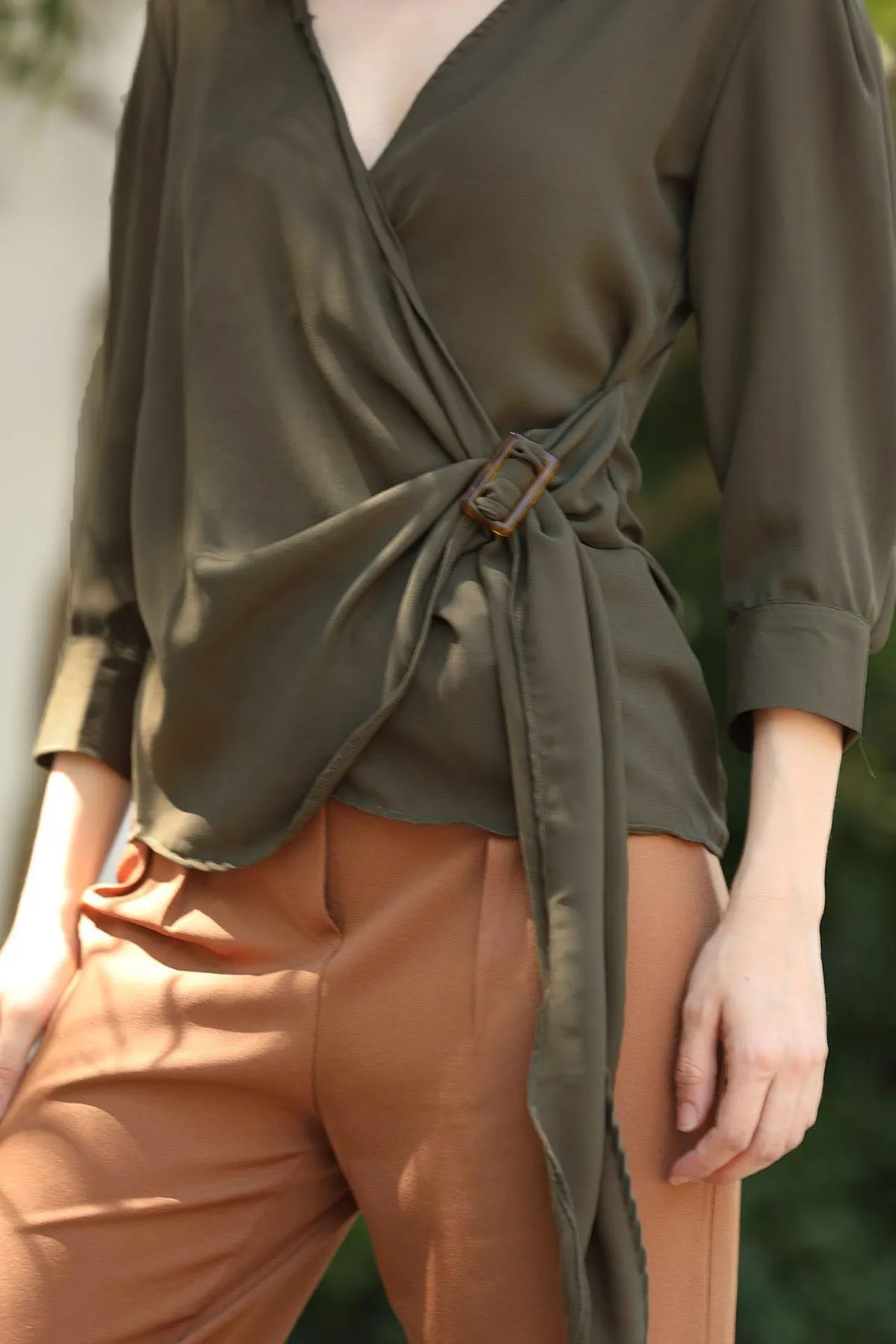 Women's Wrap Khaki Shirt