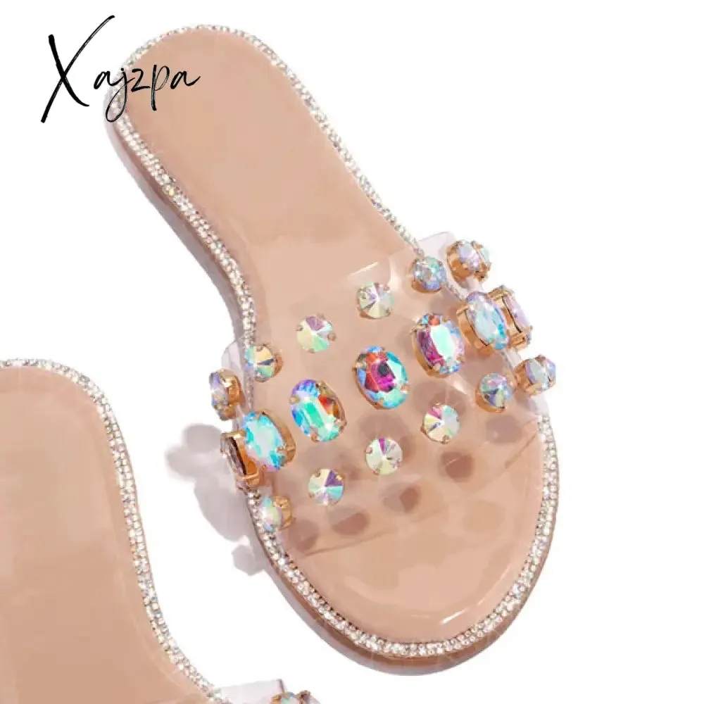 Xajzpa - Gem Slip-On Clear Strap Slippers
