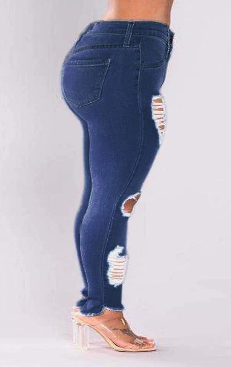 Youthful Style Plus-Size Stretch Ripped Fat Lady Jeans Plus Size Fat Lady Denim