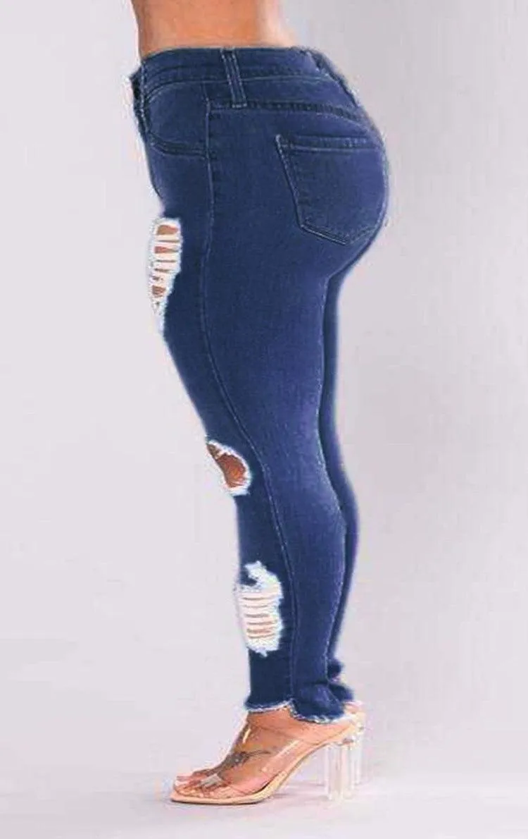 Youthful Style Plus-Size Stretch Ripped Fat Lady Jeans Plus Size Fat Lady Denim
