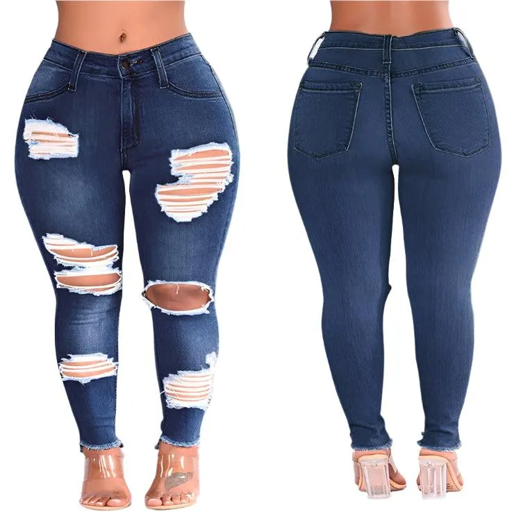 Youthful Style Plus-Size Stretch Ripped Fat Lady Jeans Plus Size Fat Lady Denim
